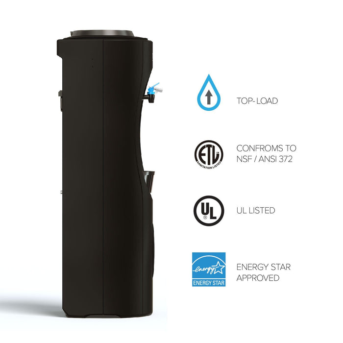 Room Temp and Cold Water Dispenser Cooler Top Load, Cook and Cold, Black, Brio Premiere - water cooler