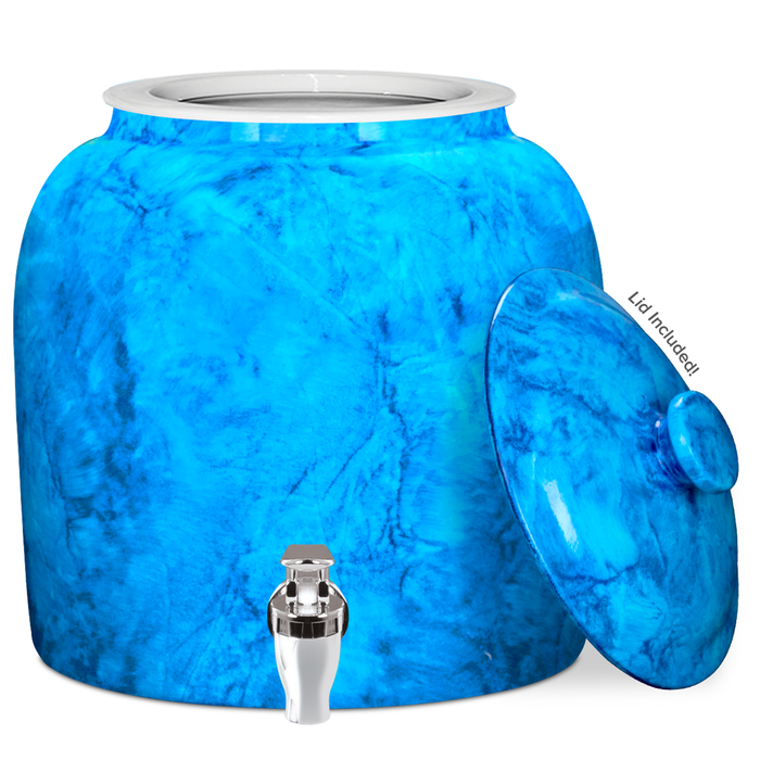Marble Porcelain Water Crock with Chrome Faucet