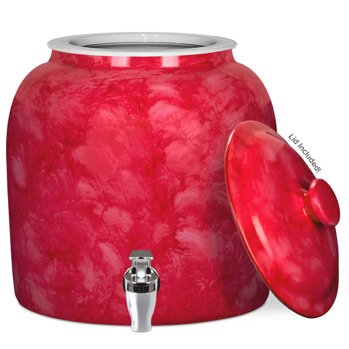 Marble Porcelain Water Crock with Chrome Faucet