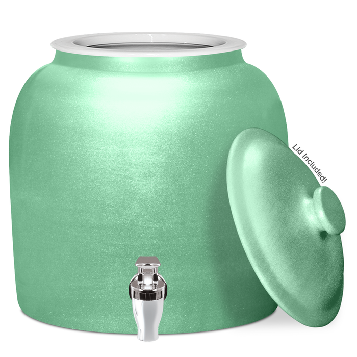 Polished Porcelain Water Crock with Chrome Faucet