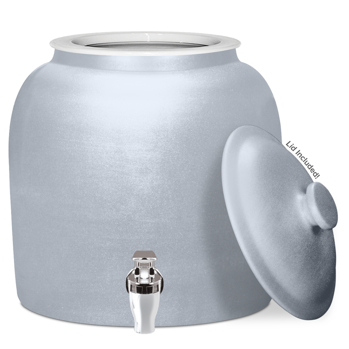 Polished Porcelain Water Crock with Chrome Faucet