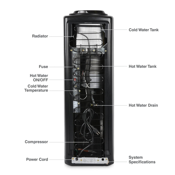 Hot and Cold Water Dispenser Cooler Top Load, Black, Brio Essential - water cooler