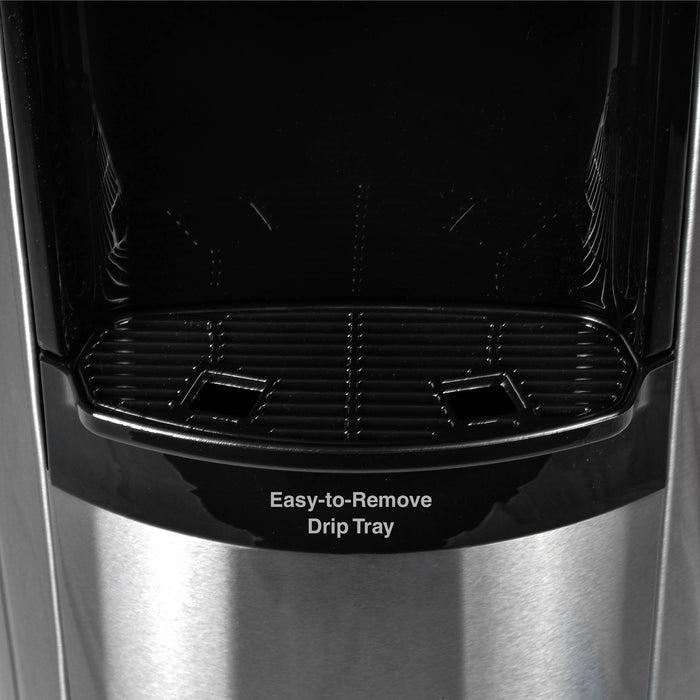 Hot and Cold Filtered Water Dispenser Cooler POU, Black and Stainless Steel, Brio Signature