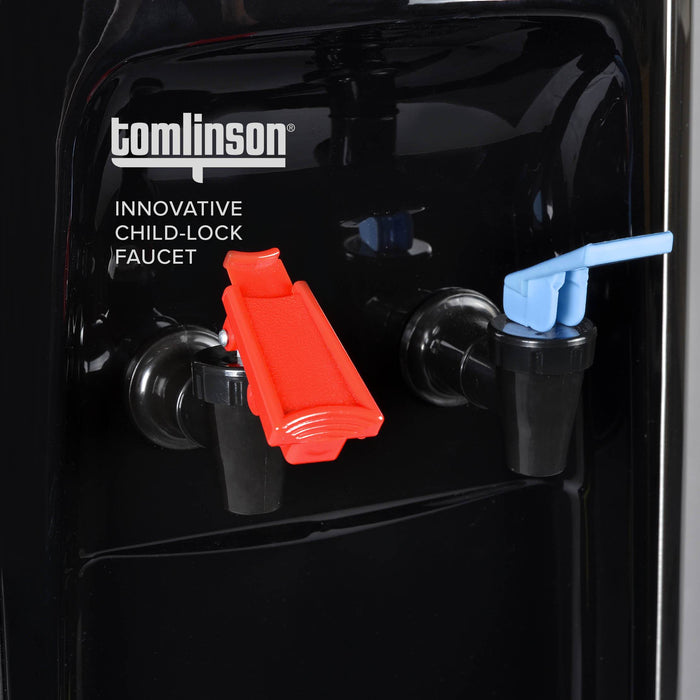 Hot and Cold Filtered Water Dispenser Cooler POU, Black and Stainless Steel, Brio Signature