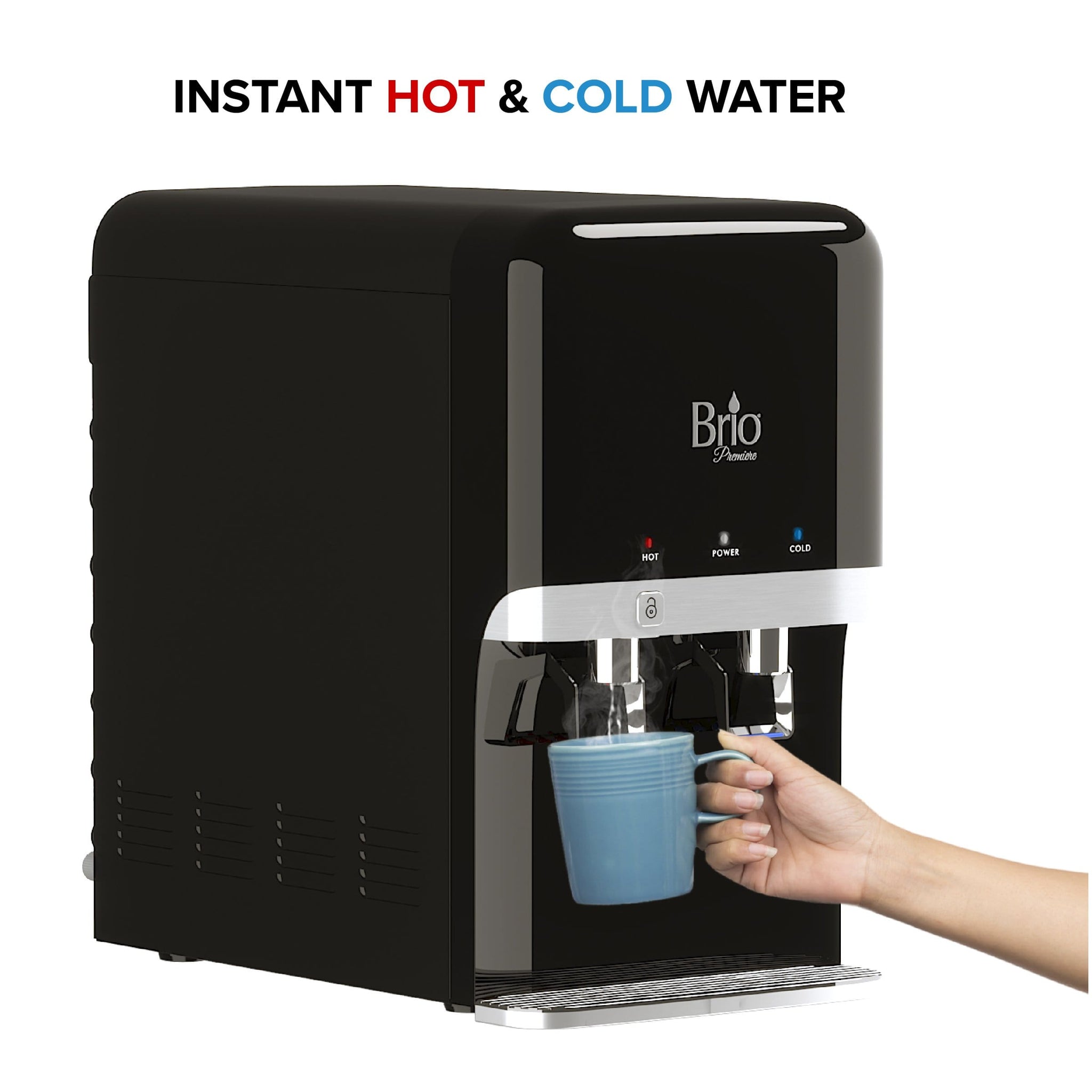 Hot and Cold Filtered Water Dispenser Cooler POU, Black, Brio Premiere - water cooler