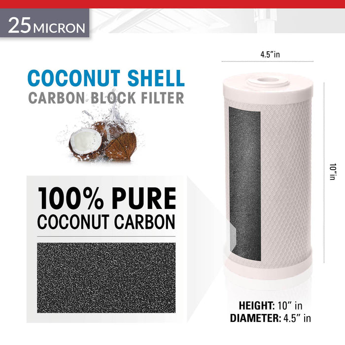 Brio Legacy 25 Micron 4.5" X 10" Big Blue Coconut Shell Carbon Block Filter