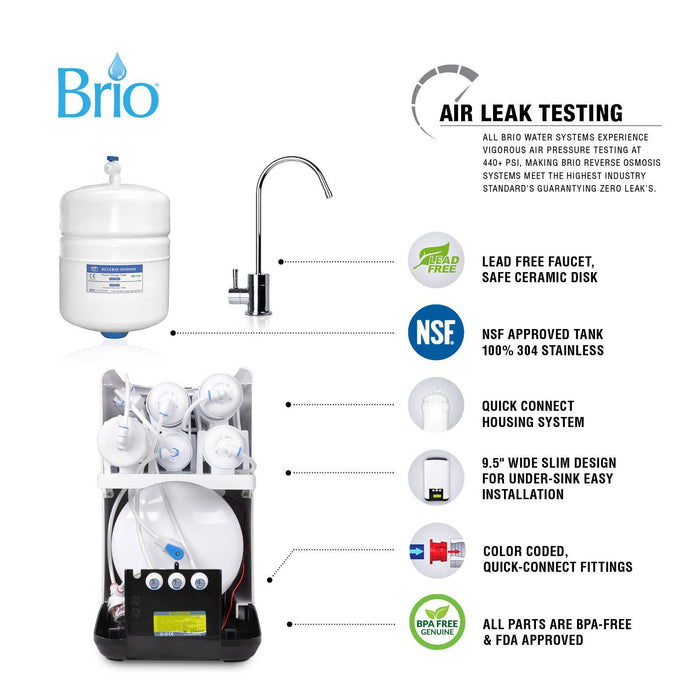 5 Stage Compact Reverse Osmosis Water Filter System, RO, Brio Legacy