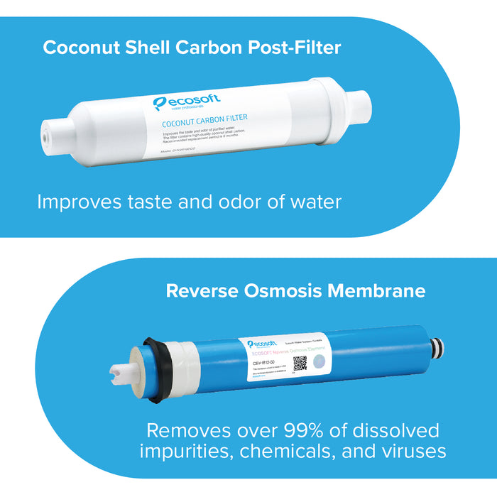 5 Stage Reverse Osmosis Water Filter System on Metal Rack with Pump, RO, Ecosoft Absolute