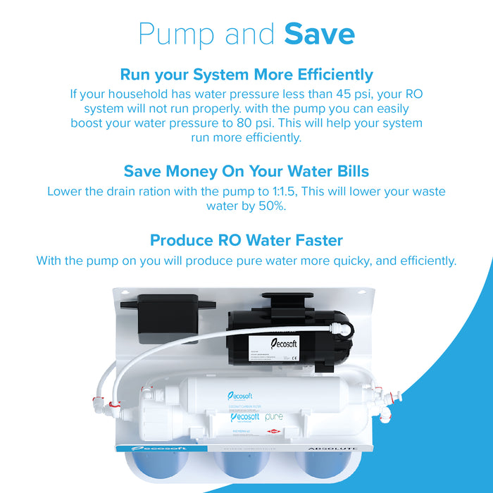 5 Stage Reverse Osmosis Water Filter System on Metal Rack with Pump, RO, Ecosoft Absolute