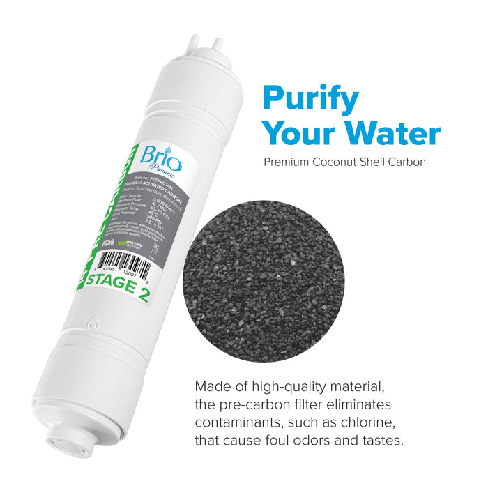 Brio Premier 11" Inline U-Type Coconut Shell Carbon Block Filter 5 Micron