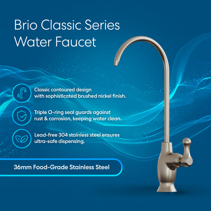 Brio Curvy Classic Series Water Faucet – Brushed Nickel
