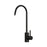 The Brio Modern Series Water Faucet – Matte Black is a lead-free stainless steel faucet with a high curved spout and single lever handle on the right, shown isolated on white.
