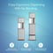 Two Brio 720 Series Ice Maker Bottled & Bottleless Water Coolers stand side by side on a blue background, showcasing ergonomic dispensing, anti-tip stability, and a seamless brushed look. Three icons below highlight advanced features.