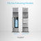 Two Brio Water Cooler Base – 720 Series Ice Maker dispensers stand side by side; left features a water bottle inside, right shows installed filters. Above are compatible models: CLBL720SQIC, CLPOU720UVRO4IC, CLPOU720UVF3IC.