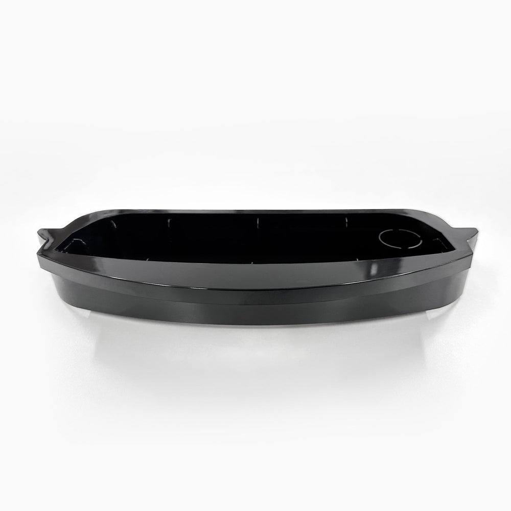 A black, rectangular Drip Tray 520 Series Cooler with slightly curved edges and a small circular indentation on one side is shown against a plain white background.