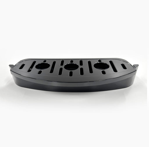 The Drip Tray 520 Top Load Series Coolers is a black, rectangular plastic tray with three round holes and narrow slots on top, compatible with CLTL520BLK, shown against a white background.