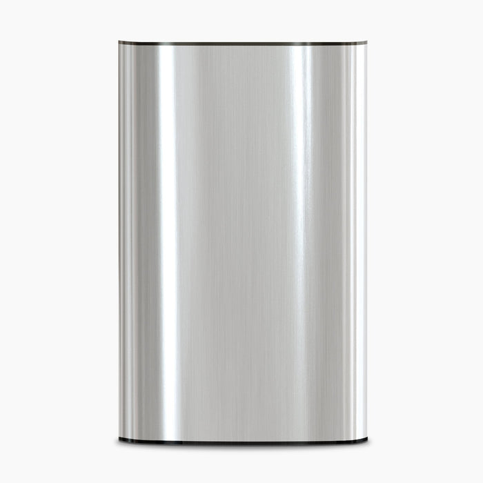 A Door 420 Bottom Load Series Cooler with a sleek, curved design and smooth, brushed metal finish is photographed against a plain white background.