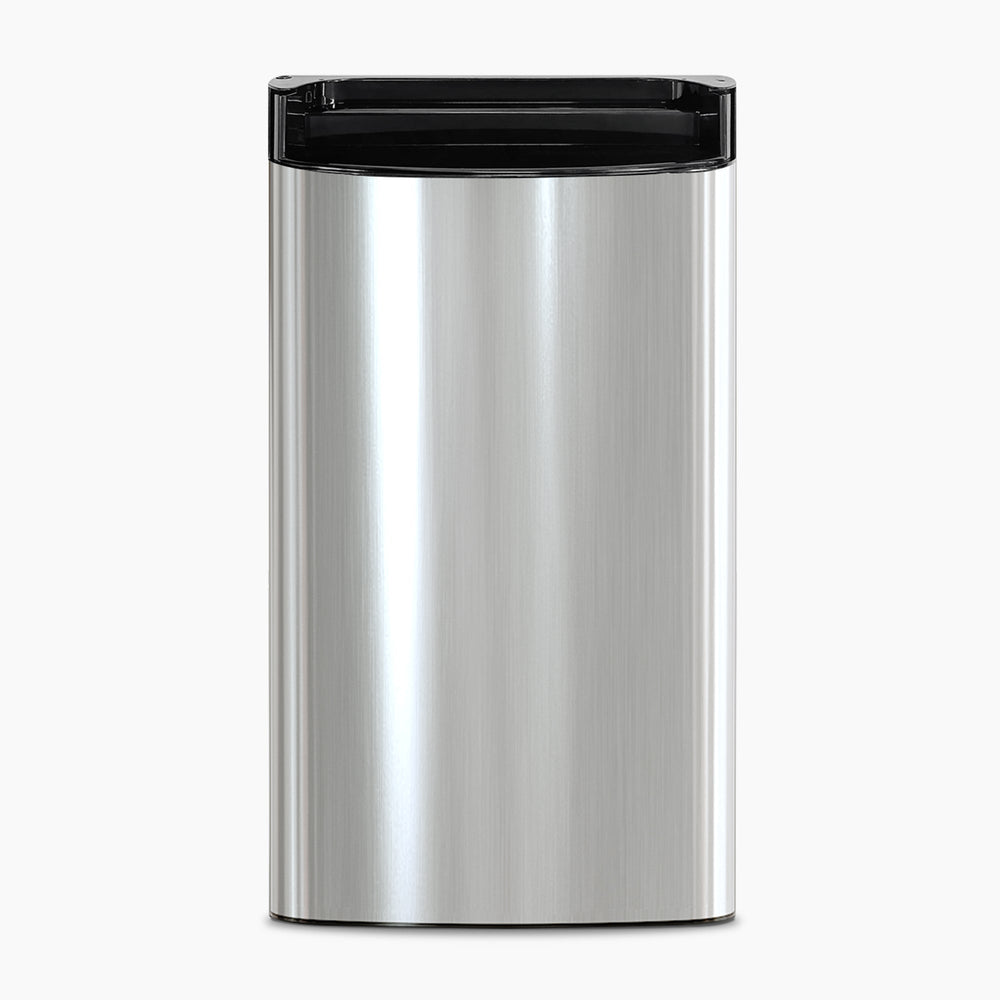 A Door 520 Series Cooler with a black lid is displayed against a plain white background, featuring a sleek, modern design and a reflective metallic finish.