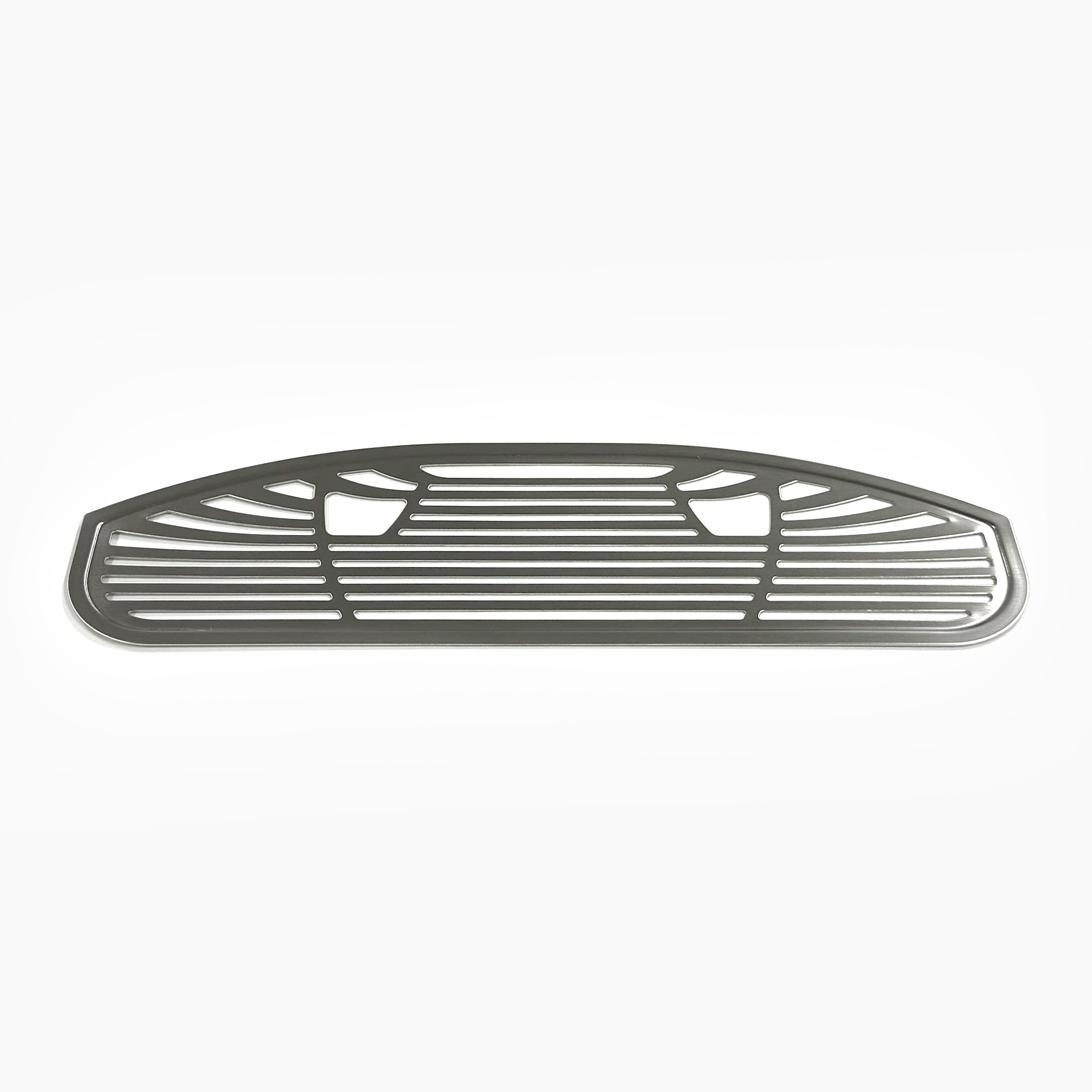 Drip Tray Cover 720 Ice Coolers, silver metal grille with horizontal slats and curved edges, model CLBL720SCIC, isolated on a white background.