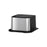This is the Brio Water Cooler Base for the Brio 430 Series Bottled & Bottleless Water Cooler, featuring a compact, square-shaped design in stainless steel and black plastic, shown on a plain white background.