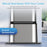 Close-up of the Brio Water Cooler Base, designed for Brio 430 Series Bottled & Bottleless Water Coolers, showing brushed stainless steel durability and seamless fit in a modern living room with couch and plant in background.