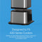 The Brio Water Cooler Base is designed for the 430 Series Bottled & Bottleless Water Coolers. Its molded metal build is shift-proof and compatible with both freestanding and bottom load coolers, as shown with a cooler stacked on top.