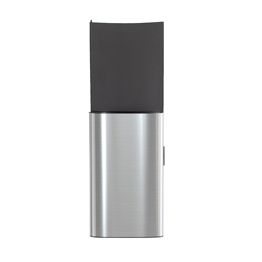 The Door 530 Series Cooler is a modern, cylindrical stainless steel wall light with a matte black rectangular top section, photographed against a white background.