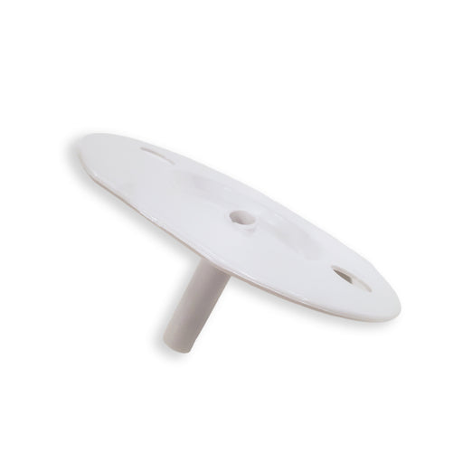 A white, oval plastic Baffle for 530 Cooler Series Water Dispensers—compatible with CLPOU530UVF3 and CLBL530SC—features a central cylindrical peg and two side screw holes, shown against a white background.