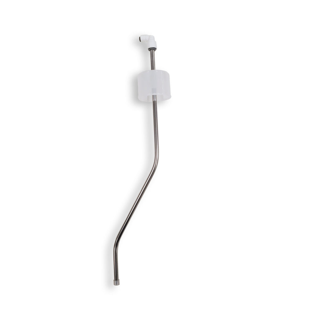 The Probe 530 Series Bottom Load Cooler features a stainless steel dip tube with a curved shape, plastic top fitting, and a translucent cylindrical part near the top, all shown on a plain white background.