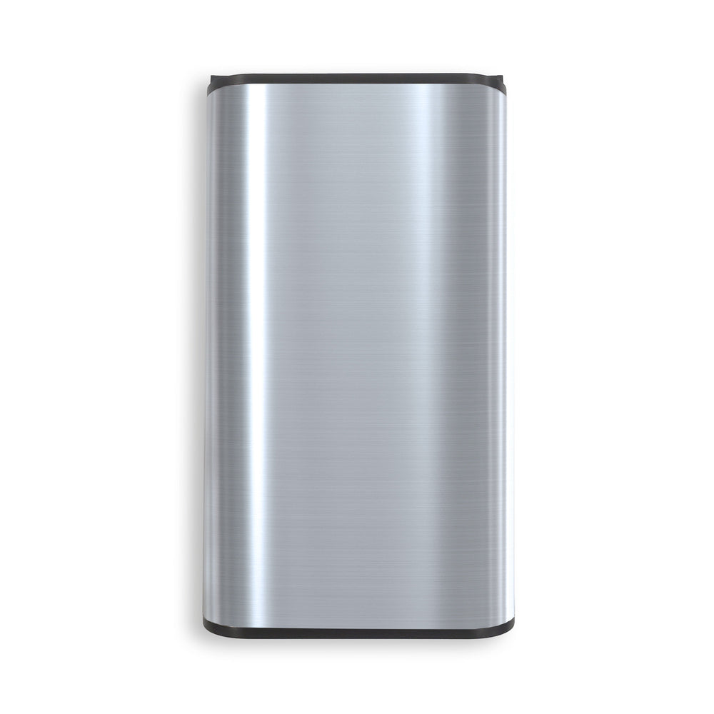 A rectangular stainless steel object with rounded corners and a brushed finish, viewed from above against a white background. This modern device resembles the Door 430 Series Water Dispensers.