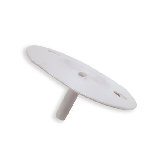 A white, oval-shaped Baffle for 430 Series Water Dispensers with three holes and a downward cylindrical peg is shown on a white background. Compatible with CLPOU430UVRO4 systems and made of plastic.