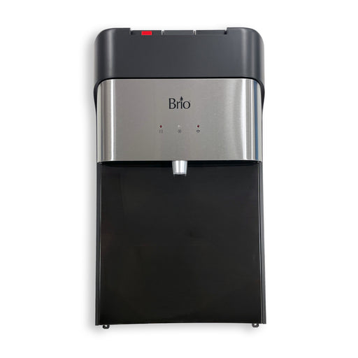 Front view of the Front Panel 430 Series Filtered Water Dispenser, featuring a stainless steel panel, three indicator lights, and one water spout—ideal for modern homes—displayed against a white background.