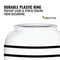 Close-up of the GEO Porcelain Ceramic Crock Water Dispenser – Black Stripe shows a durable plastic ring that prevents leaks and stress cracks. Features a BPA-free label and green leaf icon.