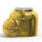 The GEO Porcelain Ceramic Crock Water Dispenser – Gold Chrome features a reflective gold finish, a BPA-free porcelain body resembling a 5-gallon bottle, with a spout near the bottom and lid beside it, catching light and reflections.