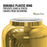 A close-up of the GEO Porcelain Ceramic Crock Water Dispenser in Gold Chrome shows a white plastic ring around the opening. Text states, “Durable plastic ring prevents leaks & stress cracks.” A BPA-free label with a green leaf is visible.