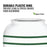Close-up of the GEO Porcelain Ceramic Crock Water Dispenser – Green Stripe with a white 5-gallon bottled water, featuring a green-striped design and BPA-free label. Durable plastic ring at the opening helps prevent leaks and stress cracks. Perfect for your water crock setup!.