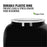Close-up of the GEO Porcelain Ceramic Crock Water Dispenser in Black, featuring a durable white plastic ring at the opening to prevent leaks & stress cracks. BPA-free label with green leaf icon also shown.