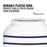 The GEO Porcelain Ceramic Crock Water Dispenser w/ Stand – Blue Stripe features a white ceramic body, blue stripes, a BPA-free plastic ring to prevent leaks and stress cracks, plus a green "BPA-free" label for added peace of mind.