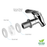 A chrome-plated plastic faucet for the GEO Porcelain Ceramic Crock Water Dispenser (matte colors) is shown disassembled with labeled hex nut and two grommets. BPA-Free Genuine badge displayed—ideal for ceramic water crocks.