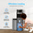 A woman crouches to load a large bottle into the Brio 400 Series Bottom Load Water Cooler. Text highlights Effortless Loading, Eliminates Heavy Lifting, Hassle-Free Replacement, and fits 3- or 5-gallon bottles.