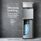 CLBL730SC bottom load water dispenser with text highlighting effortless loading feature on a gray background