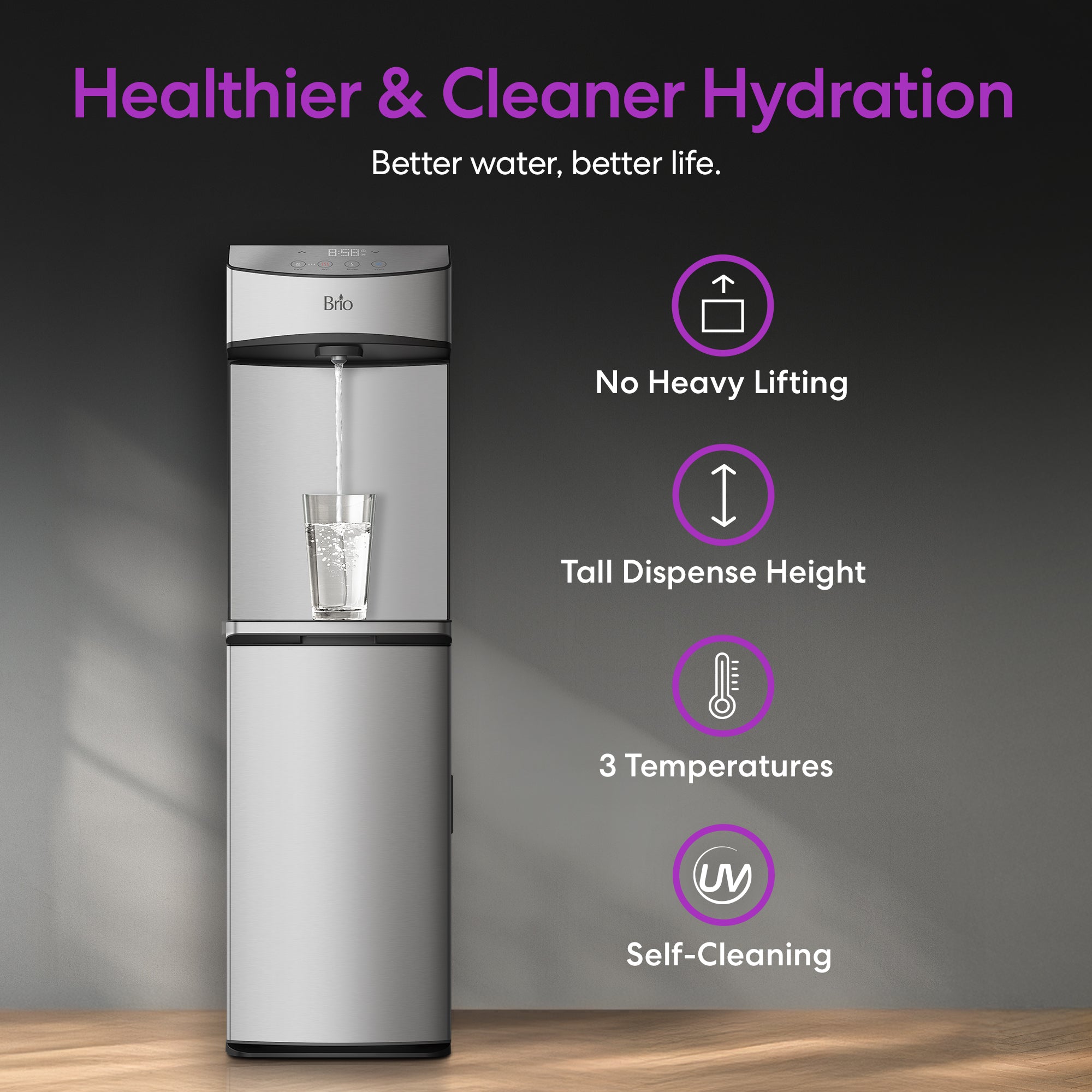 Brio 740 Series Self-Cleaning Bottom Load Water Cooler | Brio