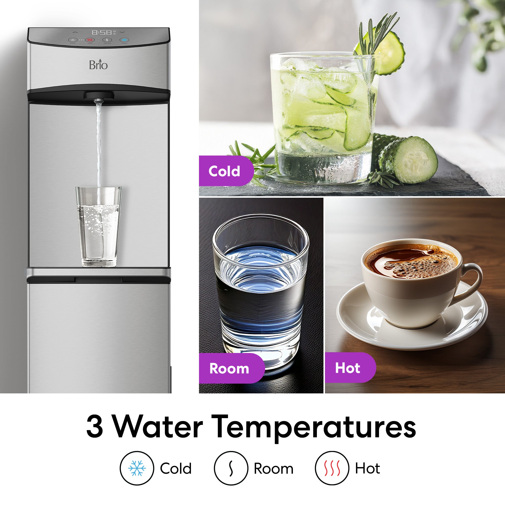 Brio 740 Series Self-Cleaning Bottom Load Water Cooler | Brio