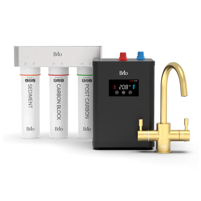 Brio 3-Stage Digital Instant Hot Water Undersink Dispenser System – Brushed Gold