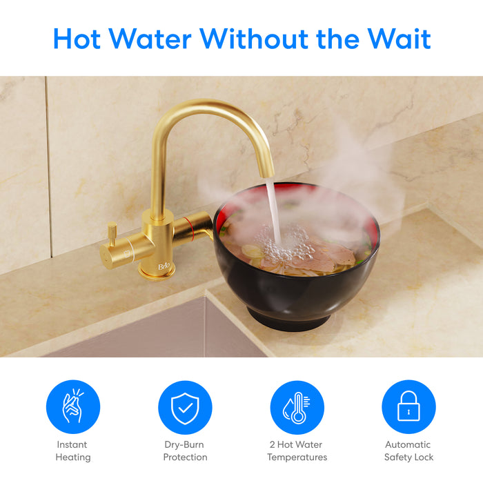 Brio 3-Stage Digital Instant Hot Water Undersink Dispenser System – Brushed Gold