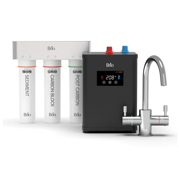 Brio 3-Stage Digital Instant Hot Water Undersink Dispenser System – Chrome Plated