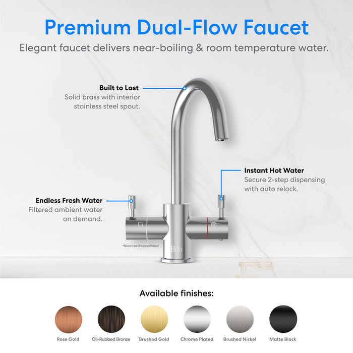 Brio 3-Stage Digital Instant Hot Water Undersink Dispenser System – Chrome Plated