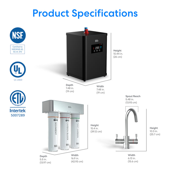 Brio 3-Stage Digital Instant Hot Water Undersink Dispenser System – Chrome Plated