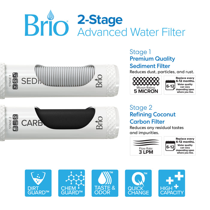 Brio 300 Slim Series 2-Stage Black Bottleless Water Cooler