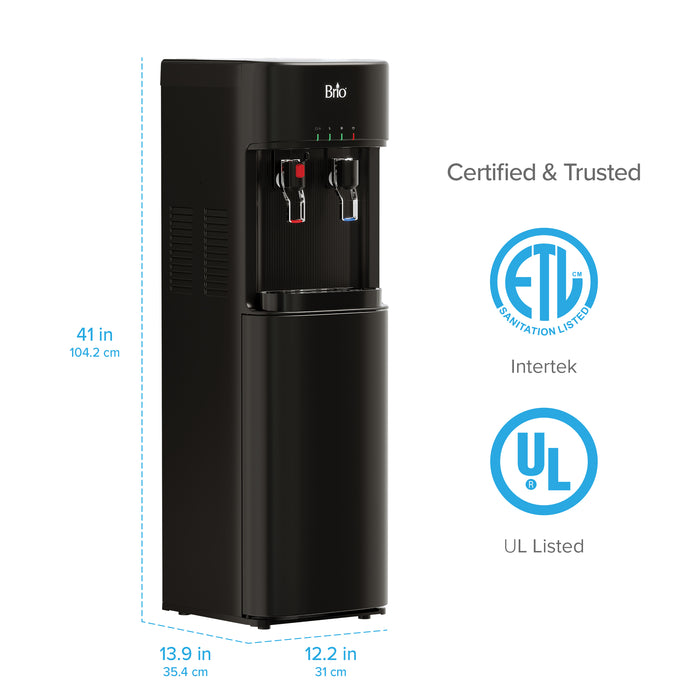 Brio 300 Series 4-Stage UF Black Bottleless Water Cooler